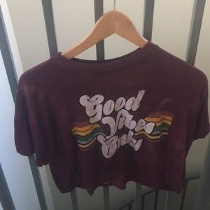 Red “good vibes only” crowd t-shirt